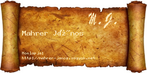Mahrer János névjegykártya