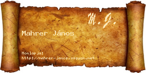 Mahrer János névjegykártya